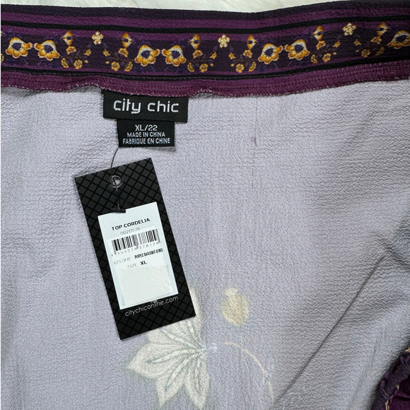 City Chic Cordelia Top in Purple Size XL/22 - Picture 5 of 7